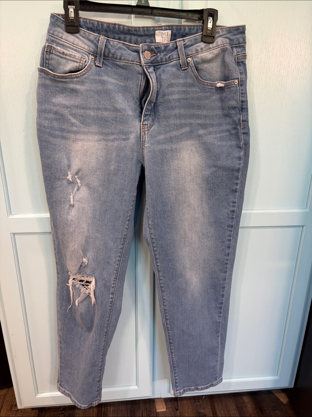 Time and Tru Light Wash Distressed Boyfriend Jeans